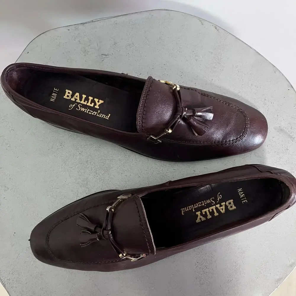 Vintage Bally Switzerland Nante Brown Leather Tassel Horsebit Loafers Men’s 9